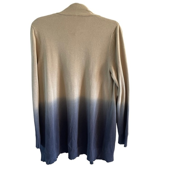 NWT Belle by Kim Gravel Cardigan Sz small Rayon Dip Dye Open cardigan tan gray - Picture 2 of 9